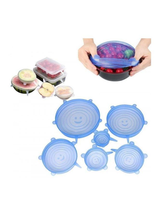 6-Piece Silicone Bowl Lid Blue