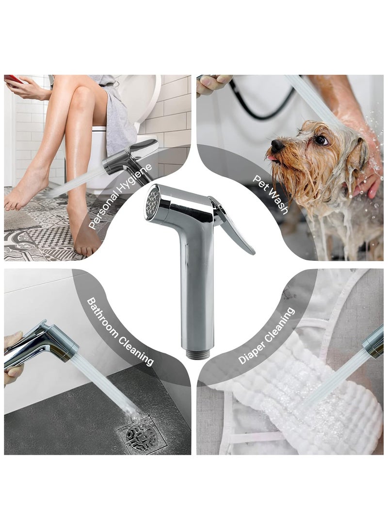 Shattaf Set, Bidet Sprayer for Toilet with 47inches Stainless Steel Bidet Hose, Wall Mounted Handheld Bathroom Spray for Personal Hygiene, Chrome