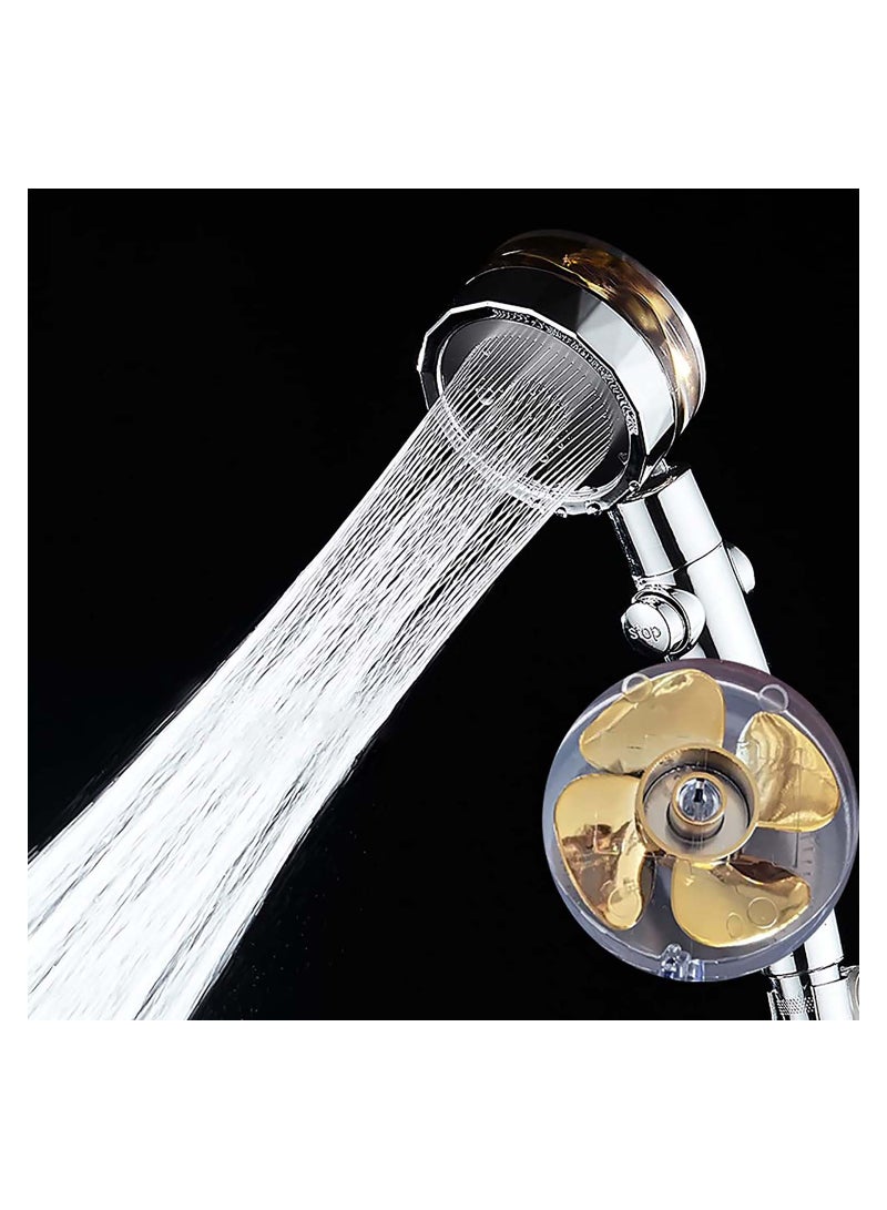 High Pressure Water Saving Shower, Shower Head, 360 Degrees Rotating Shower Head Propeller Driven Handheld Shower Head High Pressure, Excellent Replacement for Bath Showerhead