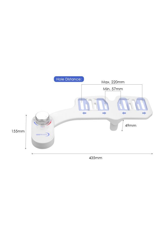 Dual Nozzle Retractable Toilet Seat Bidet White 435x155x49mm