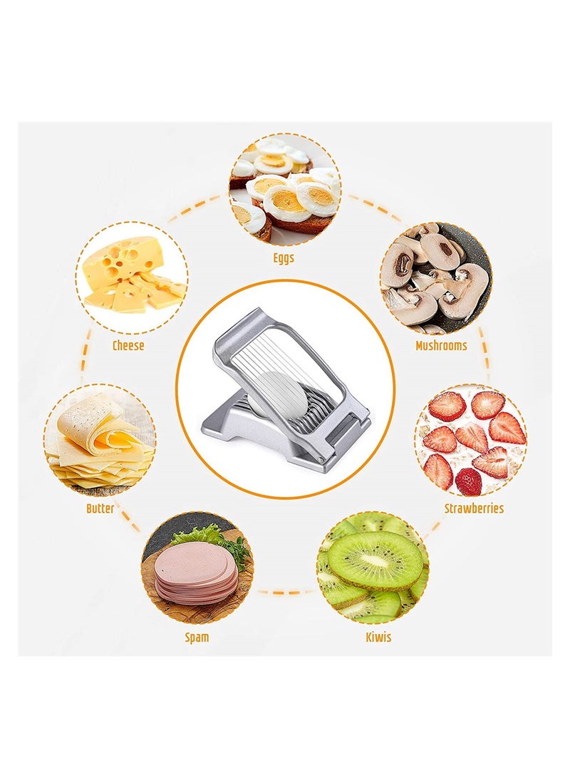 Heavy Duty Stainless Steel Egg Slicer for Hard Boiled Eggs, Dishwasher Safe Aluminium Cutter for Eggs, Strawberries & Soft Fruits