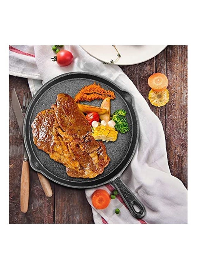 Cast Iron Skillet Pre-Seasoned Die Cast Iron Skillet Compatible with Gas Induction Oven and Grill 25 CM