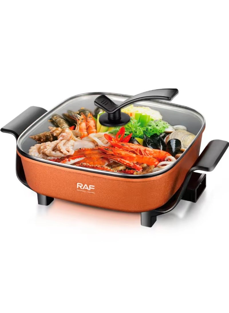 RAF Multi-functional Electric Knob Control 1200W 5L Non-stick coating Electric Hot Pot Cooking