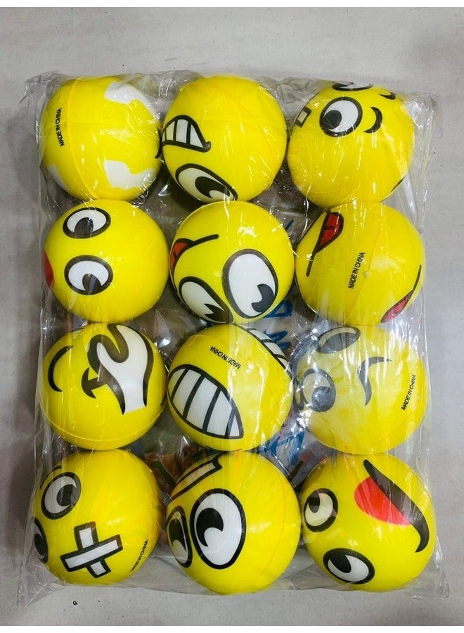 12 Pcs Emoji Smiley Ball Set Soft Squeeze Balls with Fun Love Faces for Stress Relief & Play