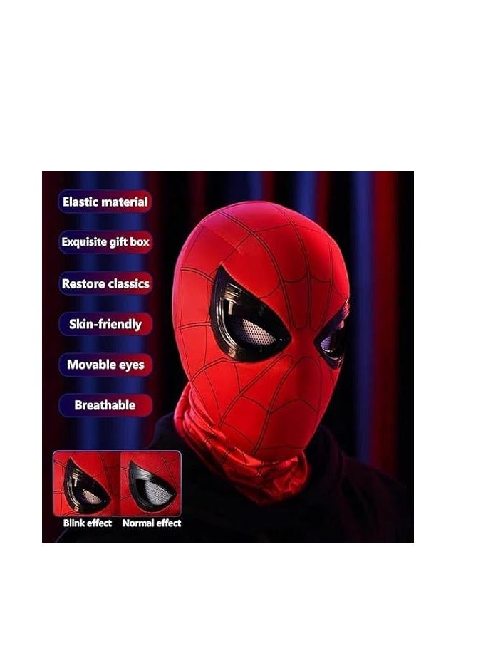 Mascara Spider-Man Headgear Mask Cosplay with Moving Eyes, 1:1 Scale Remote Control Electronic Spider-Man Mask for Kids and Adults , Elastic, Perfect for Parties, and Gifts