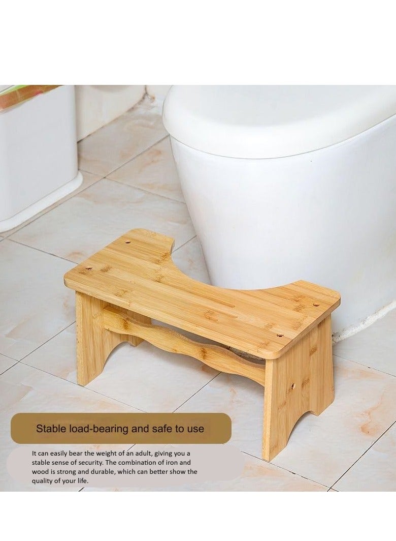 Bamboo Toilet Stool,  stool Foldable,7 8 9 Inches Adjustable Heights Potty Stool For Adults kids, Portable Foot Stool For Bathroom RV, Sturdy Squat Stool Potty 500 lbs Capability, Non-Slip