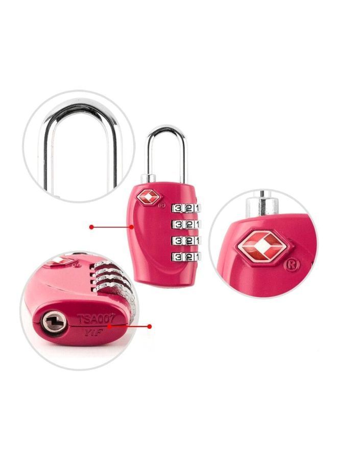 4-Digit Travel Luggage Combination Lock Pink/Silver