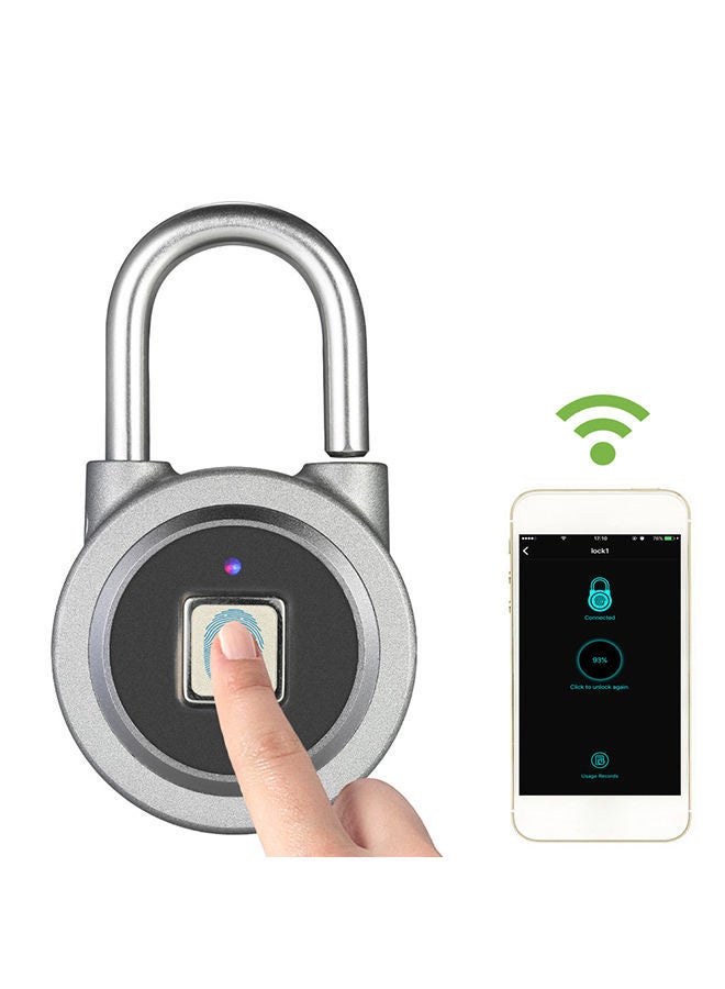 Rechargeable Smart Fingerprint Lock Grey/Black