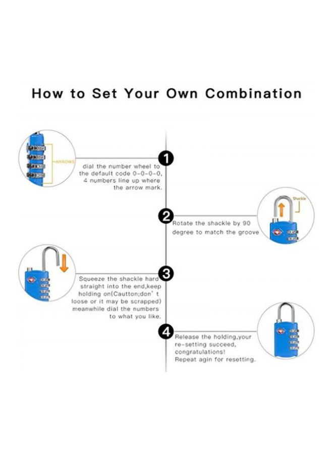 4-Digit Travel Luggage Combination Lock Blue