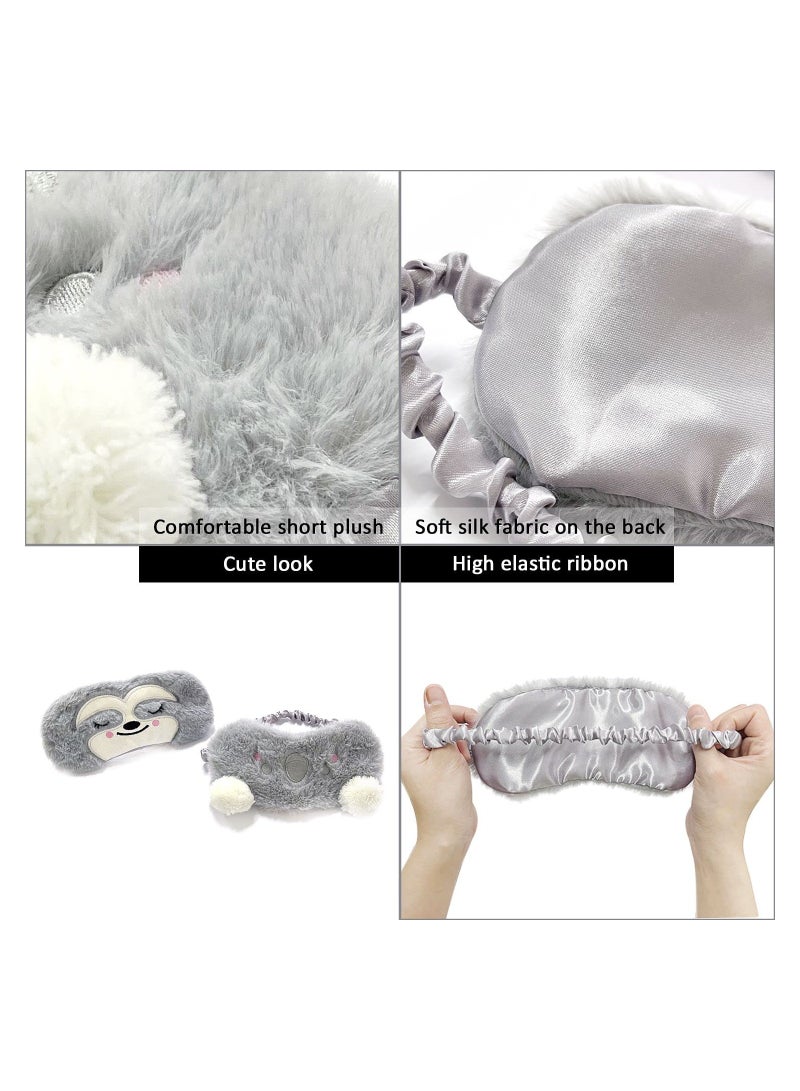 Cartoon Animal Soft Plush Eye Masks for Kids & Adults - Breathable, Skin-Friendly, Ideal for Sleep, Travel & Meditation, Set of 2