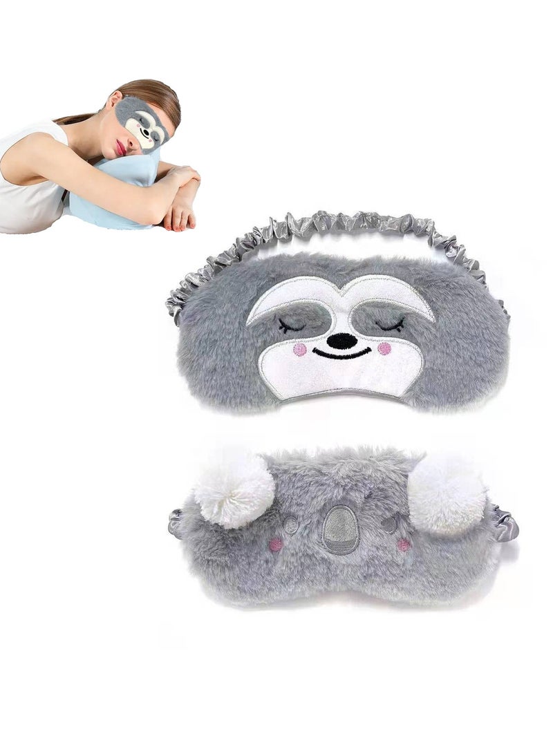 Cartoon Animal Soft Plush Eye Masks for Kids & Adults - Breathable, Skin-Friendly, Ideal for Sleep, Travel & Meditation, Set of 2