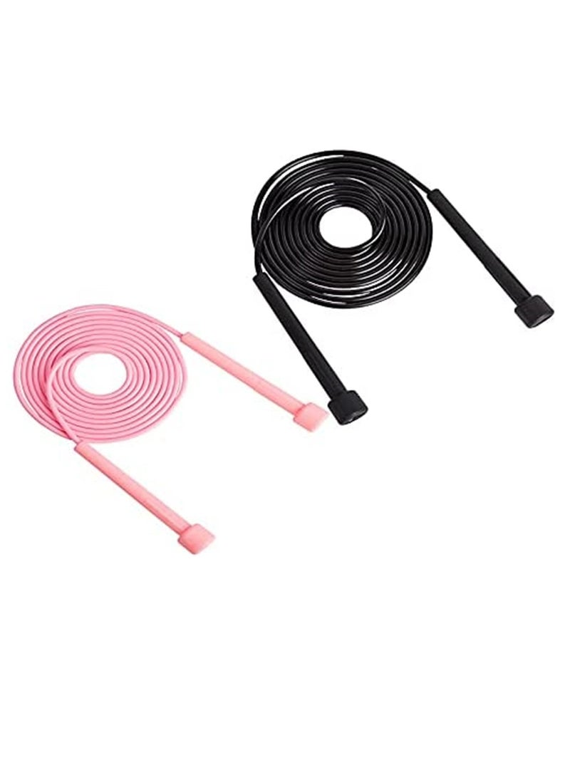 Adjustable Kids & Adult Jump Rope - 2 Pack Skipping Rope for Fat Burning & Exercise, Perfect for Home or Gym Workouts (Pink & Black)