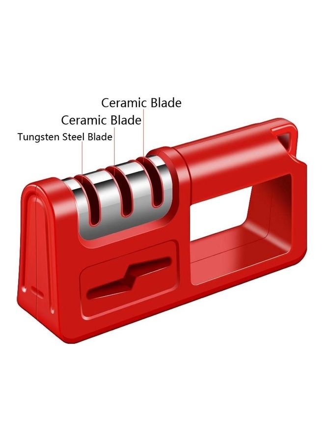 2-Piece Three-Stage Ordinary Cutter Head Kitchen Sharpener Red/Silver