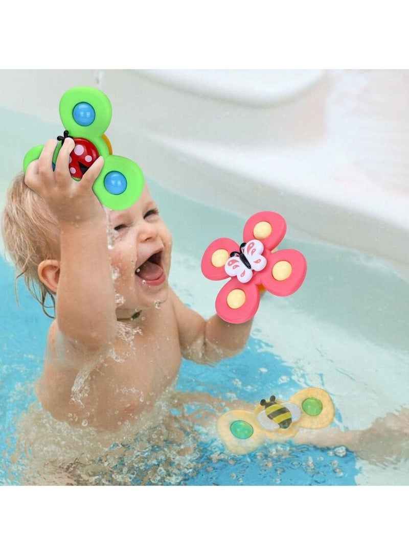 Suction Cup Spinner Toys,Dimple Suction Toy with Silicone Bubbles Release Stress and Anxiety Kids for Bath and Window,Suction Cup Fidget Spinner Baby Toys for 1 Years Old (Suction Cup Spinner)