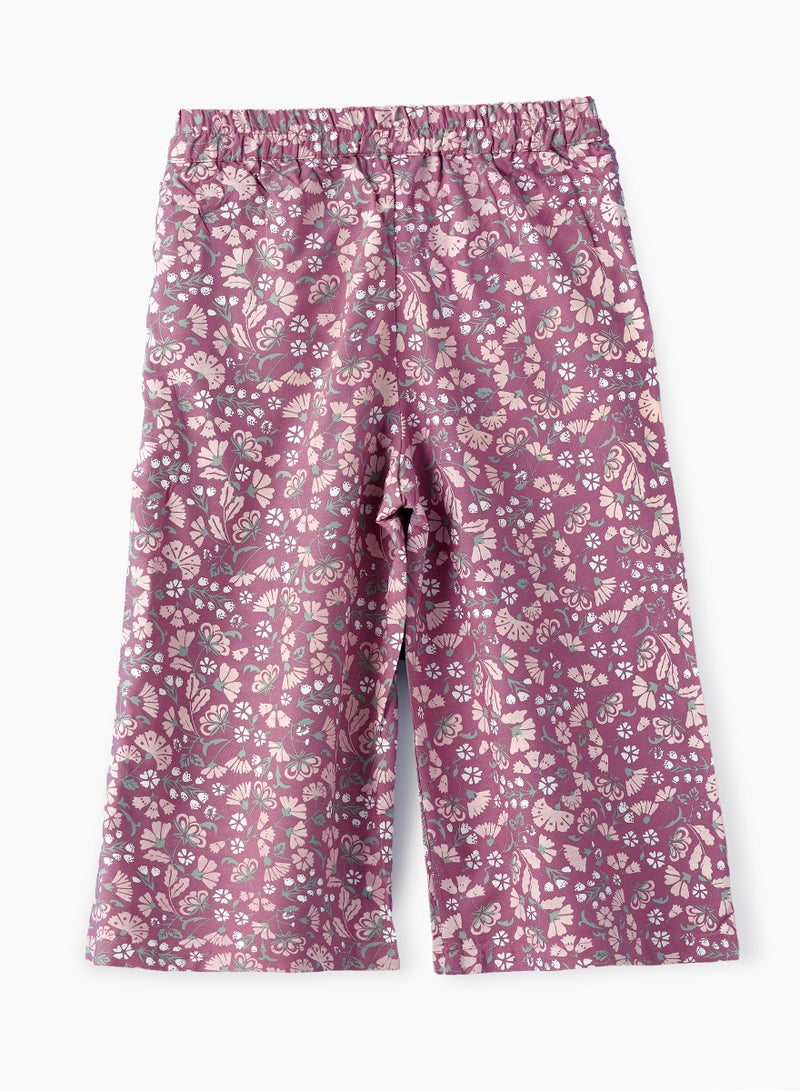 Breezy Blooms: Girls' Viscose Floral Harem Pants