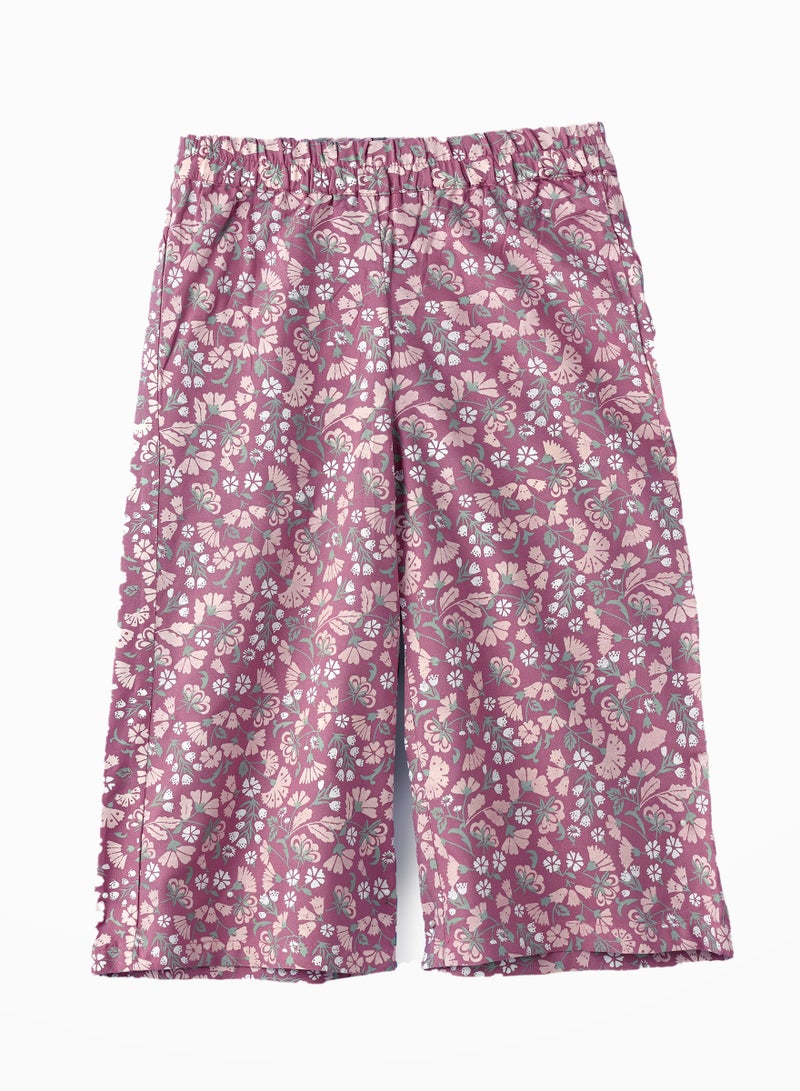 Breezy Blooms: Girls' Viscose Floral Harem Pants