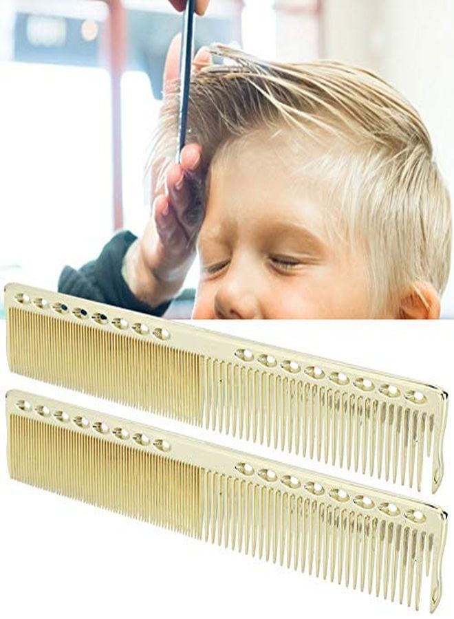 Styling Comb 2Pcs Professional Stainless Steel Haircut Comb Salon Hairdressing Comb Styling Tool For All Hair Types Fine And Wide Tooth Hair Barber Comb(Gold)