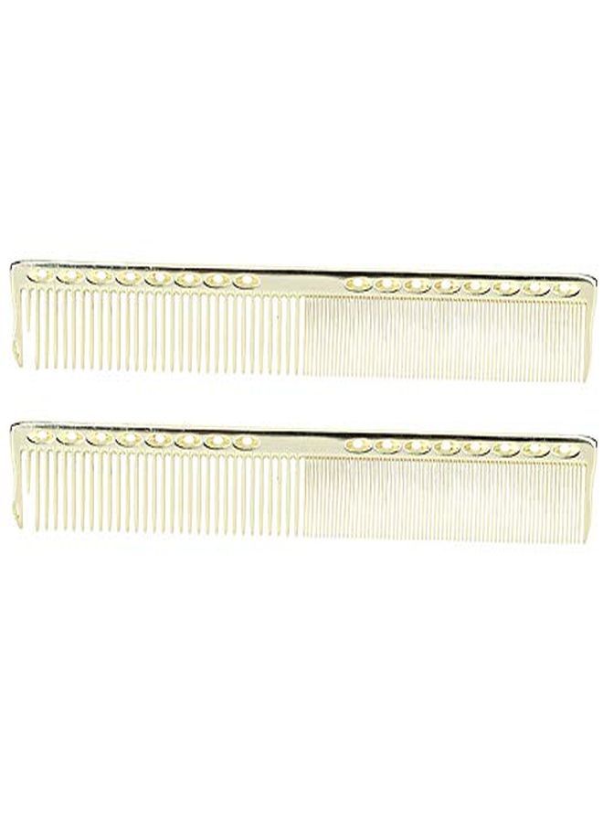 Styling Comb 2Pcs Professional Stainless Steel Haircut Comb Salon Hairdressing Comb Styling Tool For All Hair Types Fine And Wide Tooth Hair Barber Comb(Gold)