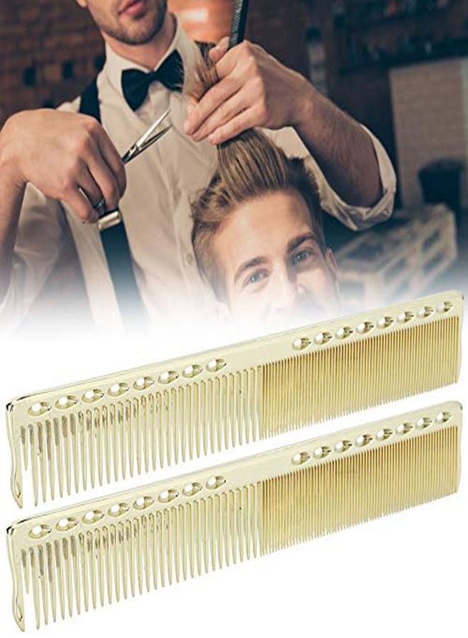 Styling Comb 2Pcs Professional Stainless Steel Haircut Comb Salon Hairdressing Comb Styling Tool For All Hair Types Fine And Wide Tooth Hair Barber Comb(Gold)