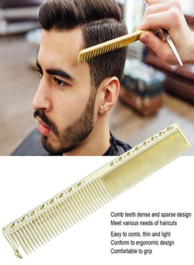 Styling Comb 2Pcs Professional Stainless Steel Haircut Comb Salon Hairdressing Comb Styling Tool For All Hair Types Fine And Wide Tooth Hair Barber Comb(Gold)