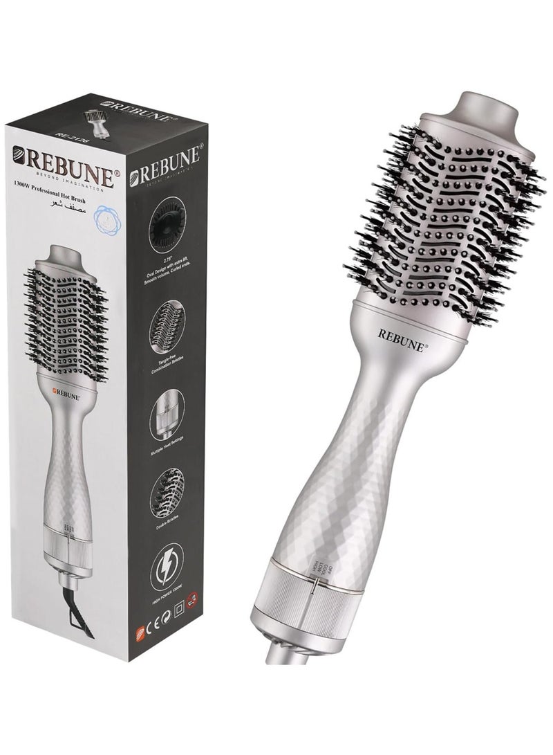 RE-2126A Hair Styler 1300 Watts Auto Shut Off When Overheating Tangle-Free Tufted Bristles Tapered Heads With Three Control Cold Hot Air Styler