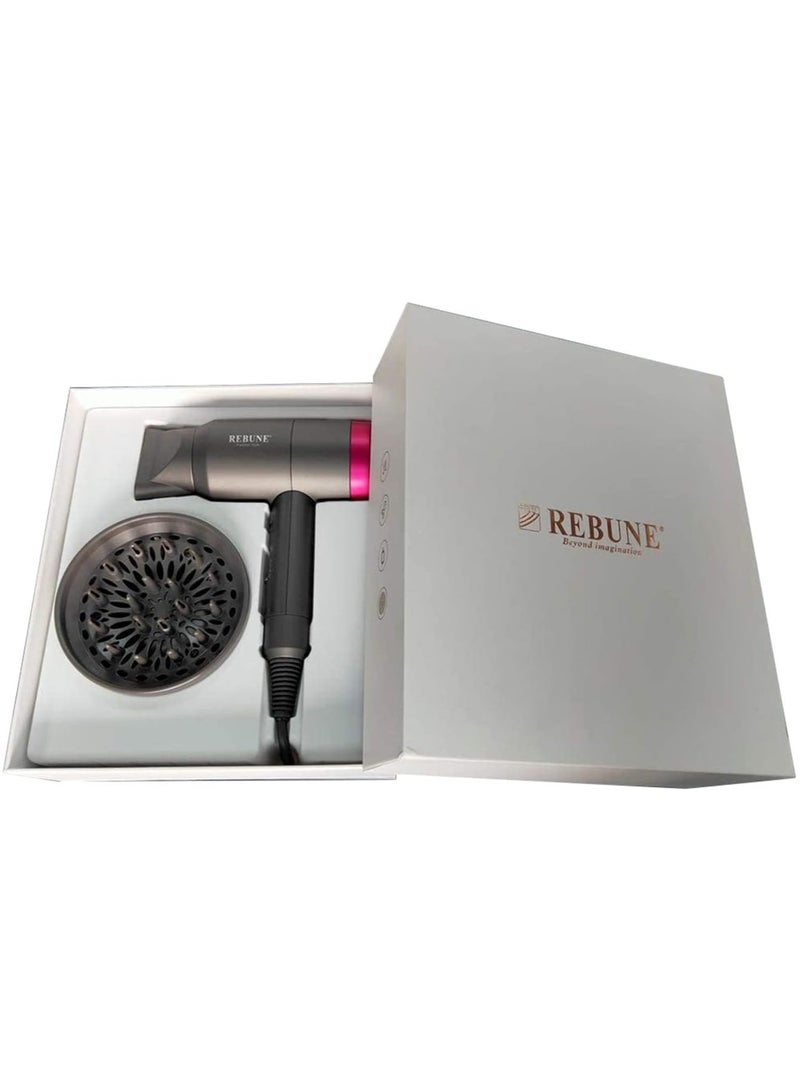 Hair Dryer 1800W Powerful AC Motor Fast Drying Ionic Hair Dryer with 2 Speed 3 Heat Setting Grey
