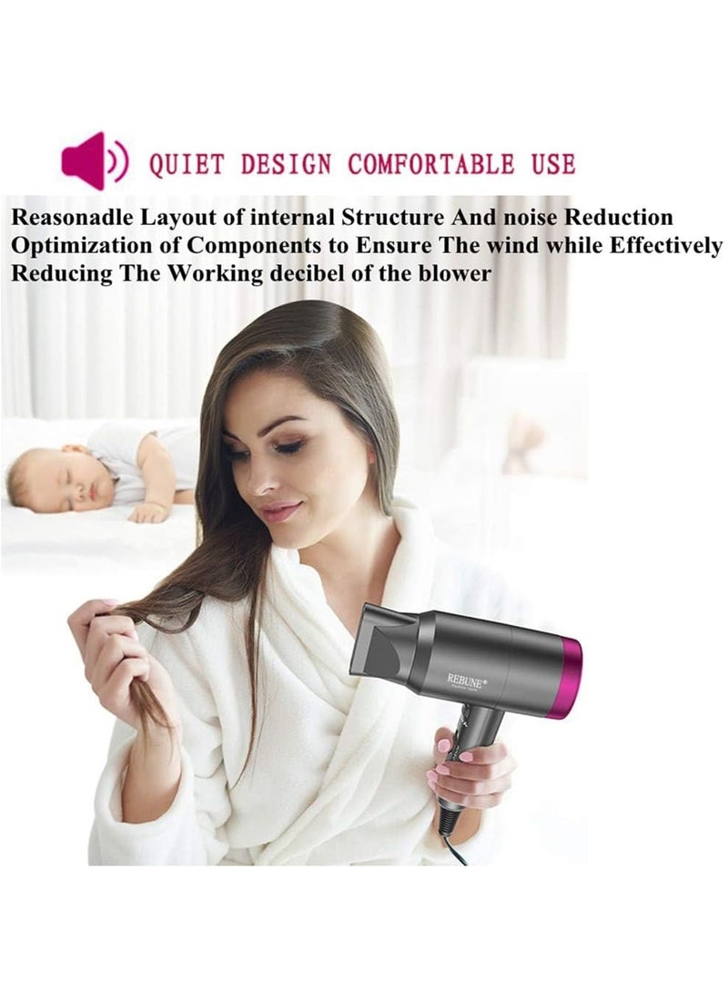 Hair Dryer 1800W Powerful AC Motor Fast Drying Ionic Hair Dryer with 2 Speed 3 Heat Setting Grey