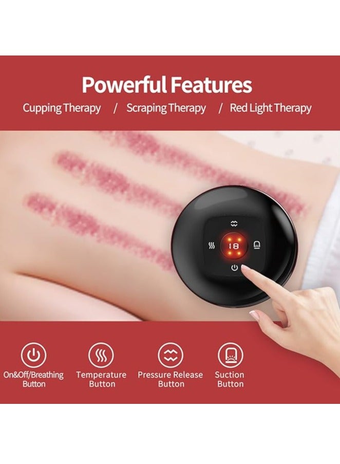 Electric Cupping Massager 3 in 1 Heating Therapy Set Ping Device With 12 Level Suction And Temperature Dynamic Gua Sha Massage Tool For Cellulite Reduction With Infrared Heat For Pain Relief