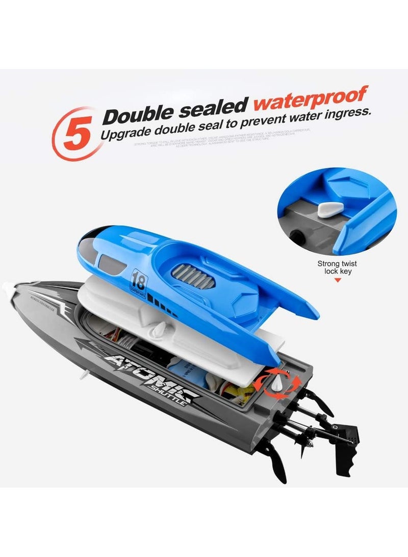 Remote Control Boat Remote Control Boat 30KM/H High Speed IPV7 Waterproof 2.4GHz 4 Channel Racing Boat for Kids Adults 3Batteries