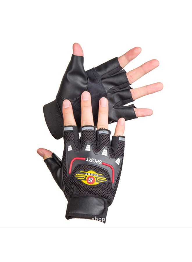 2-Piece Semi-Finger Gym Training Gloves One Size