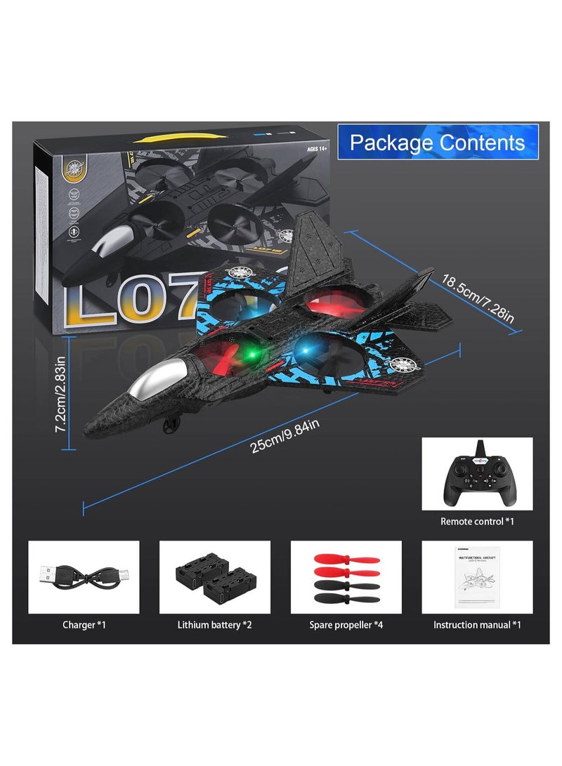 RC Plane 2.4GHz Remote Control Plane, Auto Hovering Fighter Aircraft RC Airplane, RTF for Beginner, Kids and Adults, 3D Flip Airplane Toy with Colored Lights, USB Charging, Black