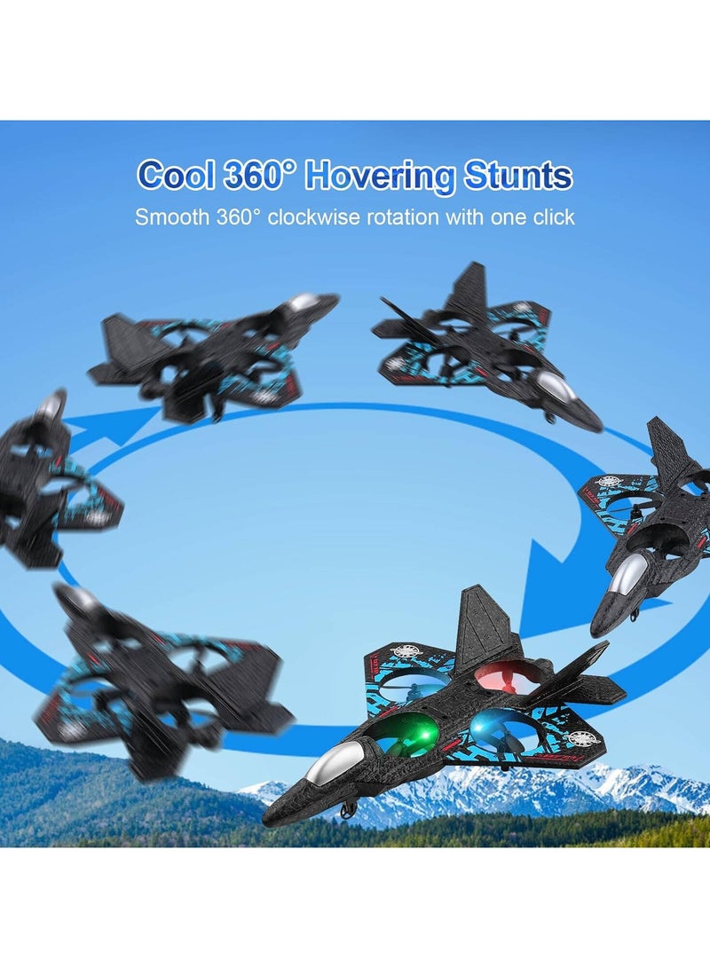 RC Plane 2.4GHz Remote Control Plane, Auto Hovering Fighter Aircraft RC Airplane, RTF for Beginner, Kids and Adults, 3D Flip Airplane Toy with Colored Lights, USB Charging, Black