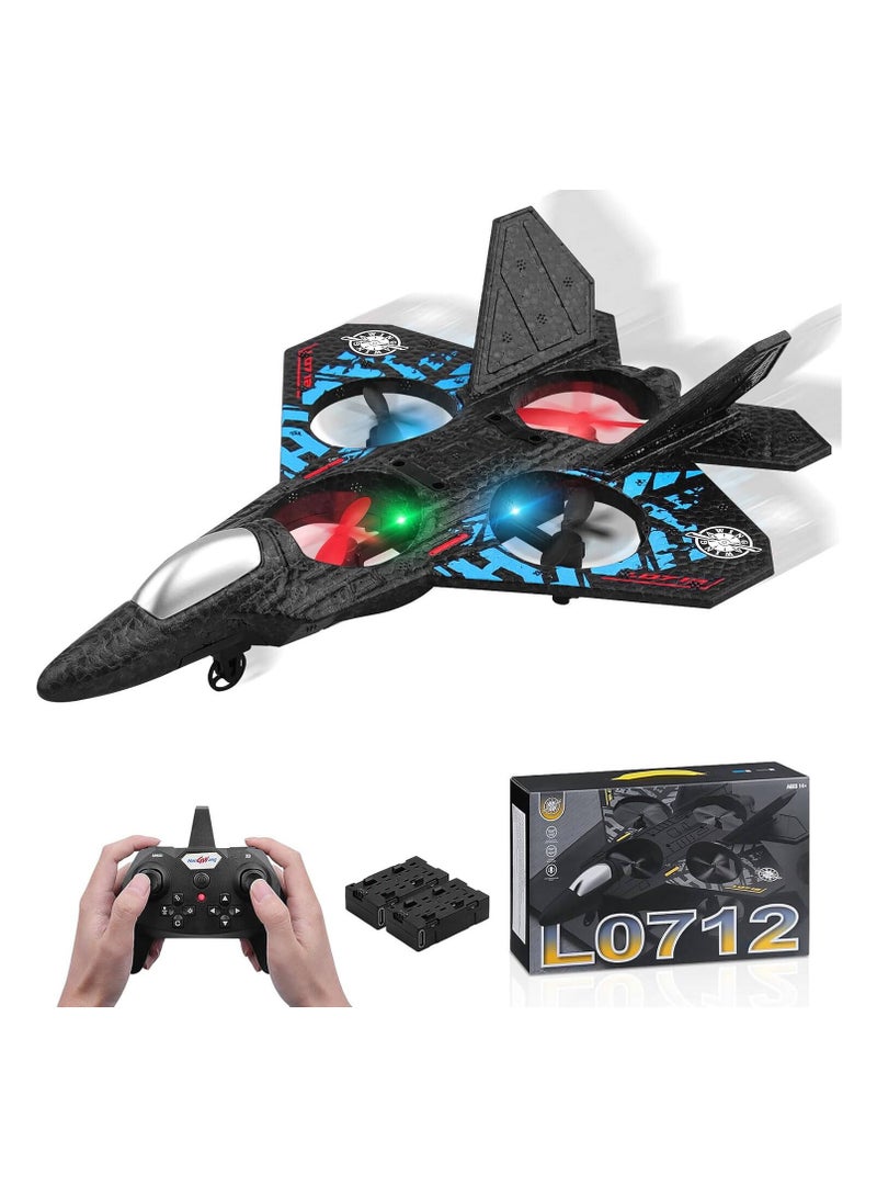 RC Plane 2.4GHz Remote Control Plane, Auto Hovering Fighter Aircraft RC Airplane, RTF for Beginner, Kids and Adults, 3D Flip Airplane Toy with Colored Lights, USB Charging, Black