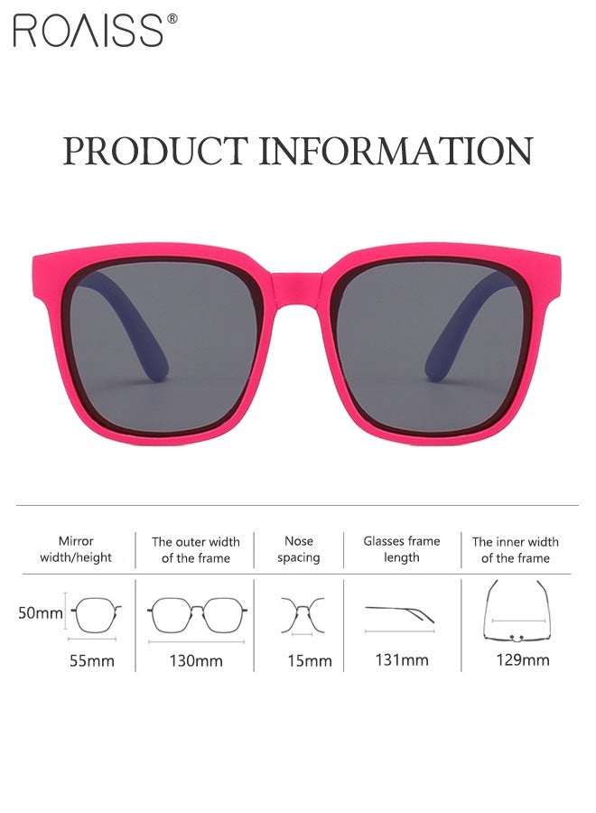 Square Folding Polarized Sunglasses for Kids, UV400 Protection Cute Beach Holiday Sun Glasses, Foldable Sun Shades with Small Portable Box for Boys Girls and Children Age 3-12