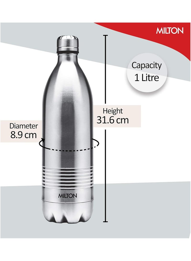 Milton Duo DLX 1000 Thermosteel 24 Hours Hot and Cold Water Bottle, 1 Litre, Silver