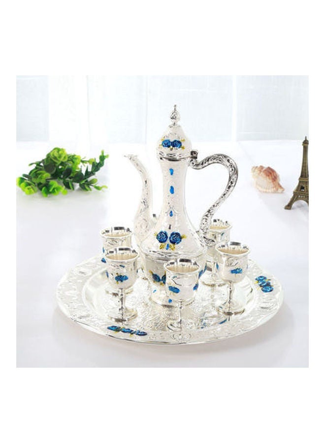 European High-End Vintage Wine Set Silver/Blue