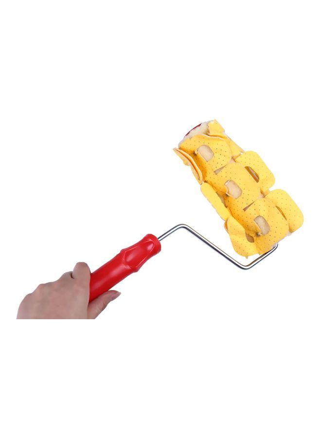 Flower Design Paint Roller Yellow/Red/Silver 7inch