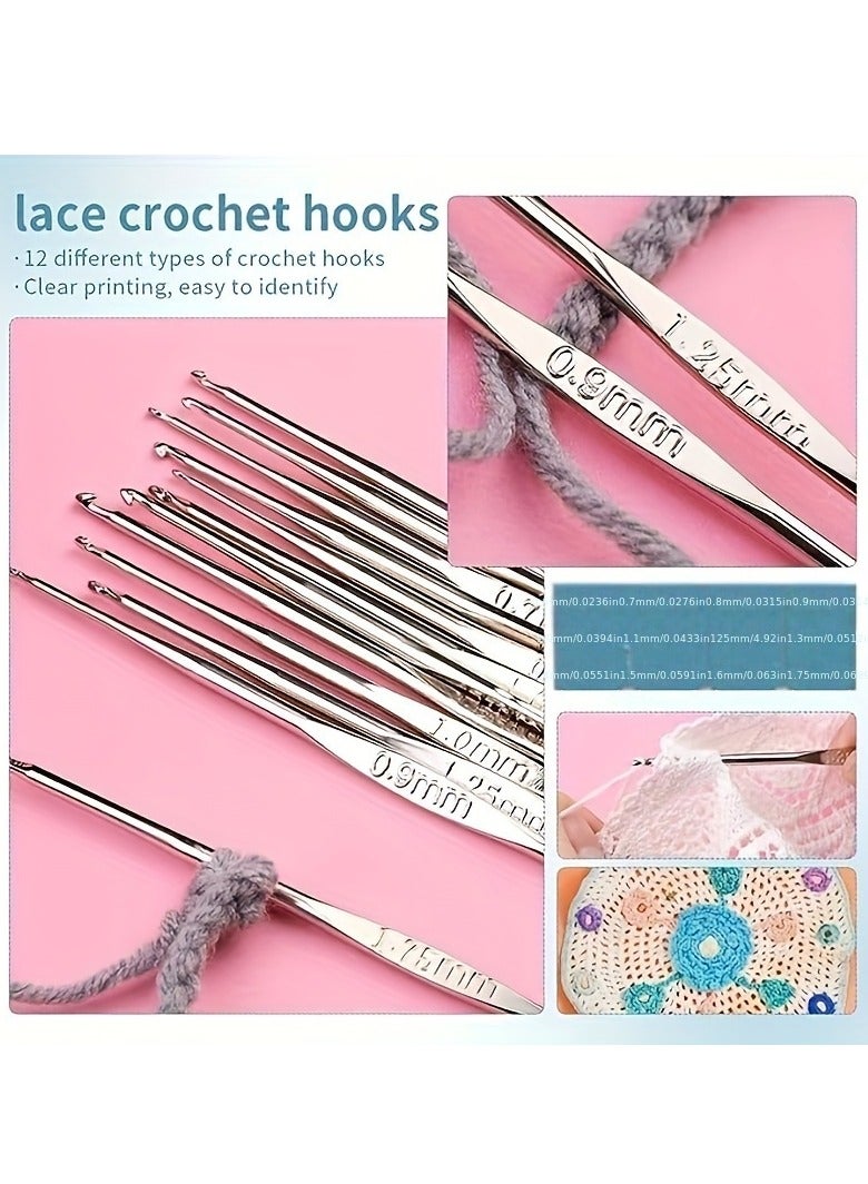 Deluxe 130pcs Crochet Kit with Multicolor Yarn, Storage Bag & Accessories - All-Season Knitting Set with Hooks, Scissors, Needles & Stitch Markers