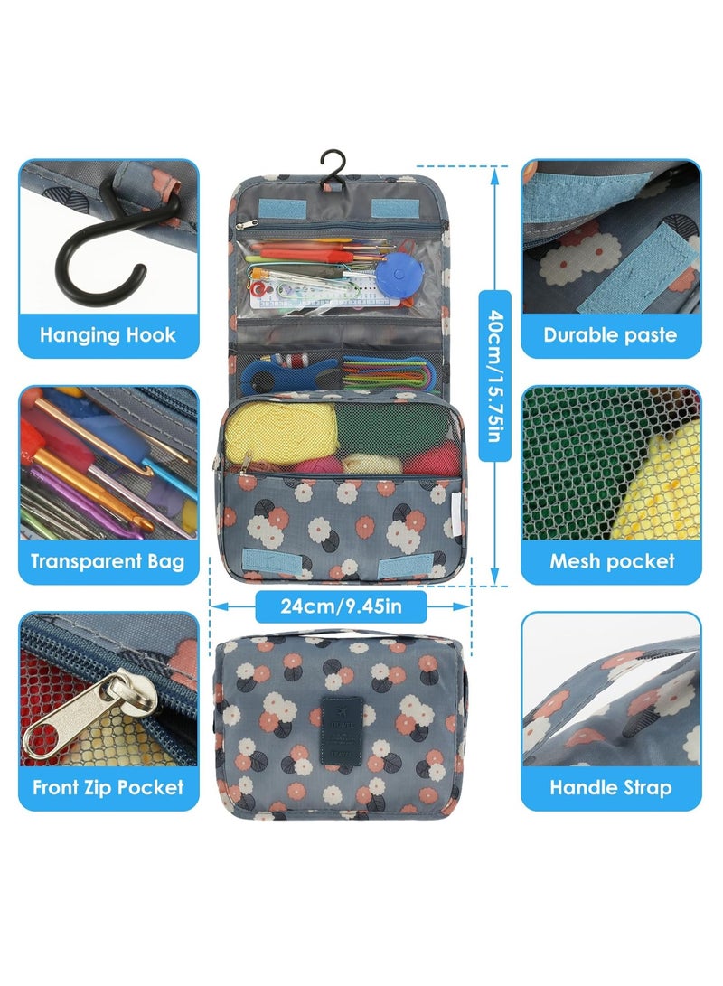 Deluxe 130pcs Crochet Kit with Multicolor Yarn, Storage Bag & Accessories - All-Season Knitting Set with Hooks, Scissors, Needles & Stitch Markers