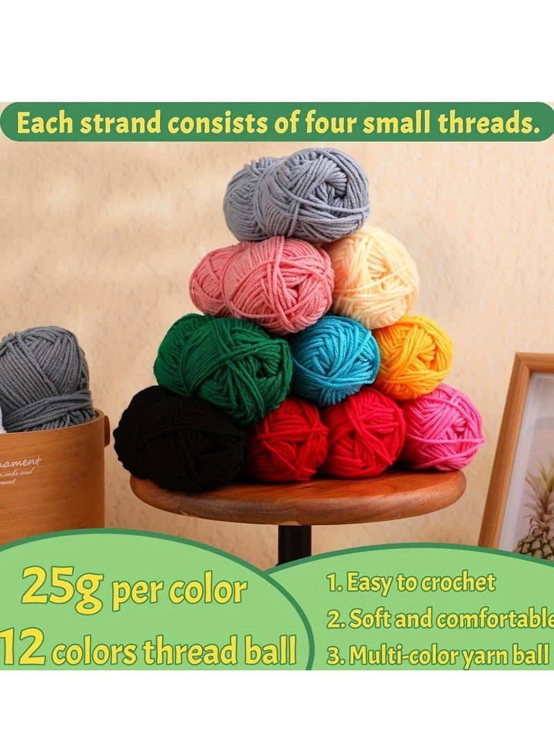 Deluxe 130pcs Crochet Kit with Multicolor Yarn, Storage Bag & Accessories - All-Season Knitting Set with Hooks, Scissors, Needles & Stitch Markers