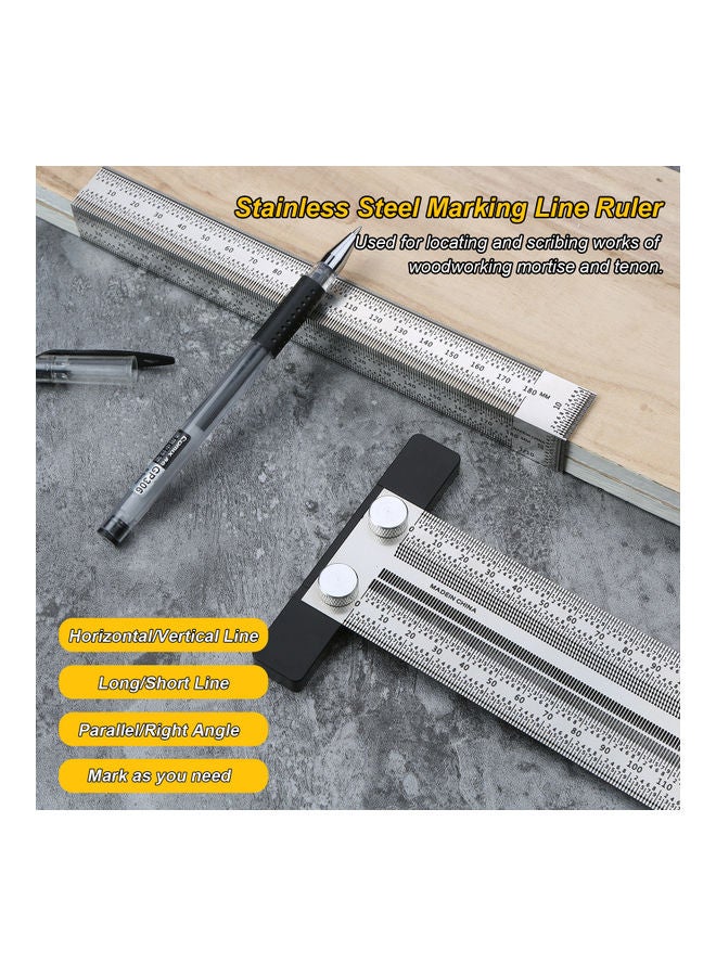Stainless Steel Marking Line T-Shaped Ruler Silver