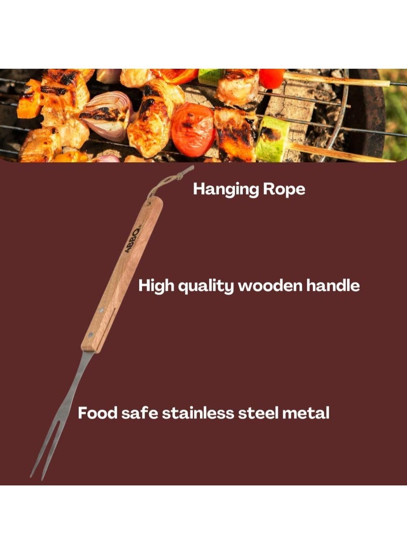 BBQ Barbecue Utensils Set with Wooden Handle – Heavy Duty, Durable, and Lightweight Grill Tools