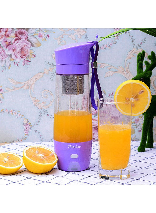 Mini Juicer Cup 430ml Fruit Juice Mixer Travel Blender with Stainless Steel 2-Blades USB Rechargeable