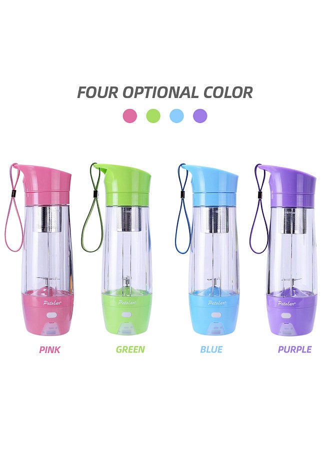 Mini Juicer Cup 430ml Fruit Juice Mixer Travel Blender with Stainless Steel 2-Blades USB Rechargeable