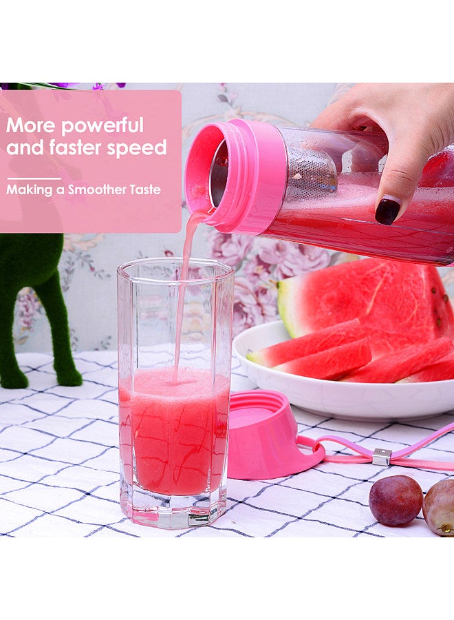 Mini Juicer Cup 430ml Fruit Juice Mixer Travel Blender with Stainless Steel 2-Blades USB Rechargeable