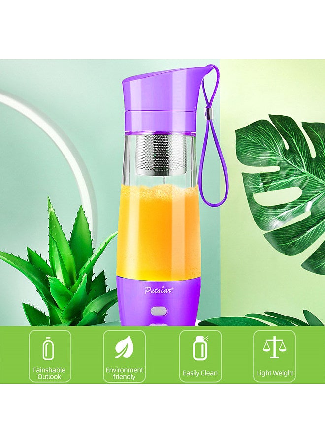 Mini Juicer Cup 430ml Fruit Juice Mixer Travel Blender with Stainless Steel 2-Blades USB Rechargeable