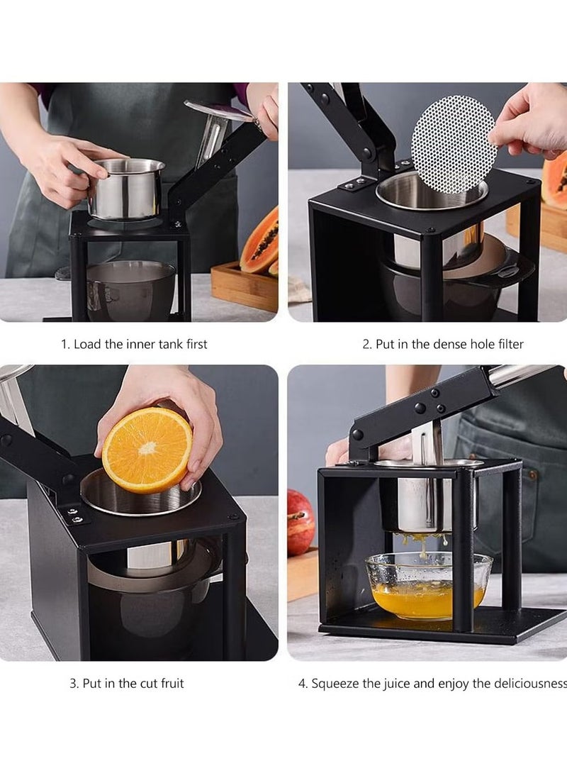 Manual Press Juicer, Stainless Steel Hand Press Fruit Squeezer, Kitchen Orange Juice Press Manual Potato Masher for Fruits vegetables