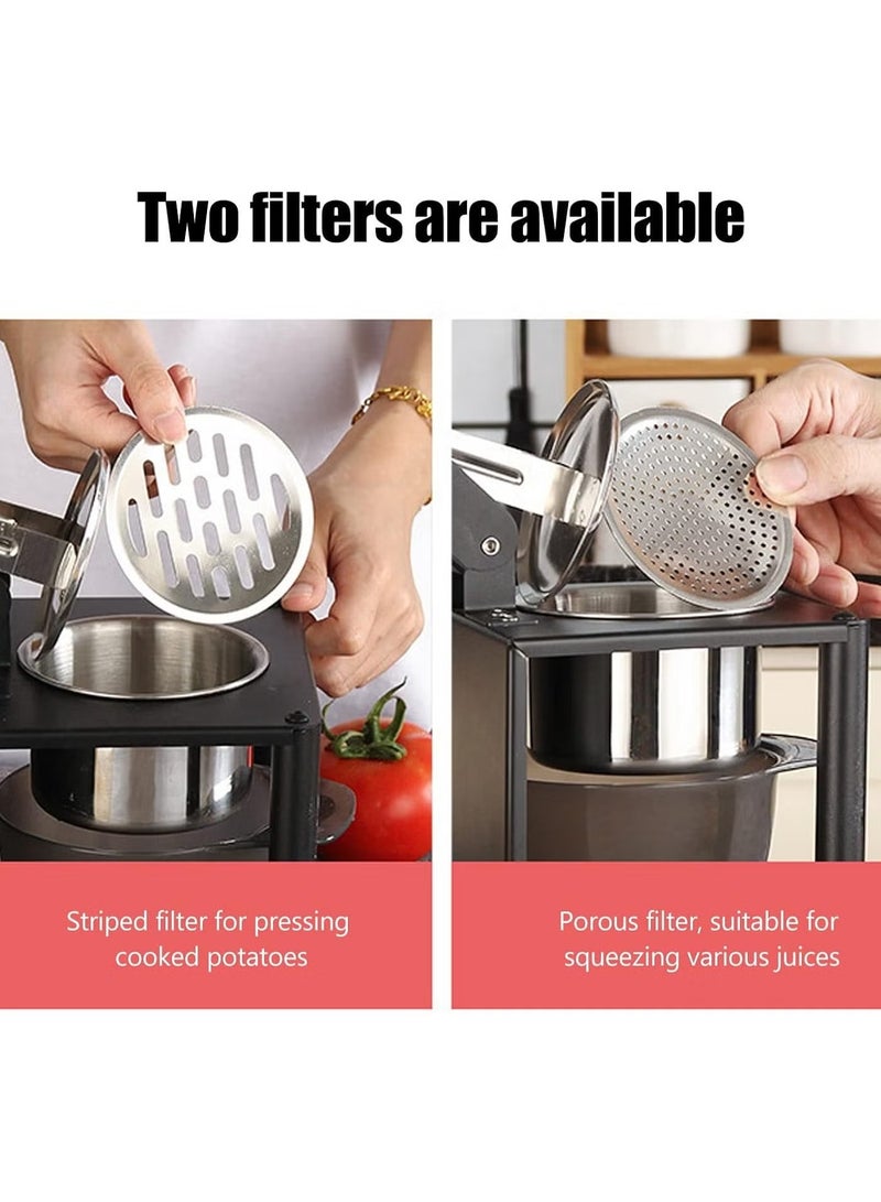 Manual Press Juicer, Stainless Steel Hand Press Fruit Squeezer, Kitchen Orange Juice Press Manual Potato Masher for Fruits vegetables