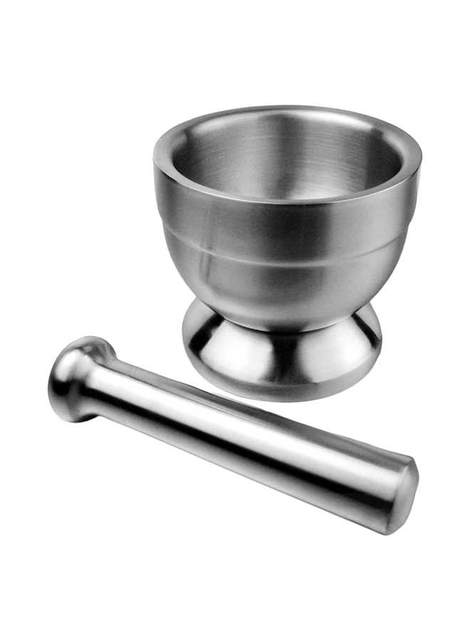 Spice Grinder Pill Crusher Mortar And Pestle Silver 15centimeter