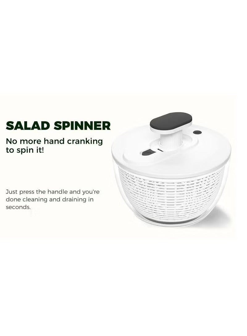 Large Salad Spinner 6L, Manual Lettuce Spinner for Vegetable Prepping, One Handed Pump Fruit Spinner, Quick Drying Salad Leaves with Bowl and Colander